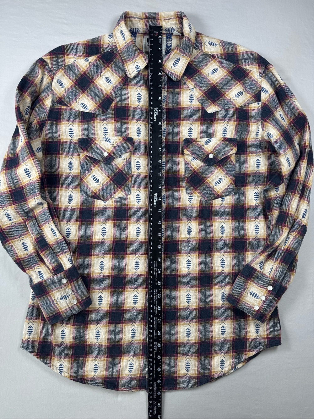 ELY Cattleman Western Pearl Snap Plaid Flannel Shirt Mens M - Picture 11 of 11